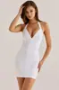 Yizhilian Vestido Sexy de Mujer con Cuello Halter de Tiras Corto Ajustado de Escote en V Profundo Vestido de Chica Atrevida sin Espalda