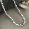 Colar Manta Pérola Rosa, Suave e Elegante, Luxo de Nicho, Joia Deslumbrante e de Alto Padrão, Corrente Popular para Clavícula