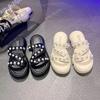 Zapatos de Playa Impermeables de Moda con Suela Gruesa para Uso Exterior, Sandalias de Moda de Una Línea Estilo Pequeño Fragante, Nuevas Pantuflas para Mujer 2025, Casual