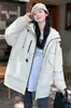 4XL Tamanho Grande Nova Jaqueta Curta Estilo Coreano Acolchoada com Capuz Casual para Casal Roupa de Trabalho Jaqueta de Algodão Jaqueta Feminina