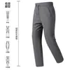 Calças casuais quentes masculinas para outono e inverno com forro de fleece, feitas de seda de amoreira e lã de ovelha, com tecido triplo-prova, corte reto, cintura elástica e design espessado.