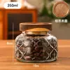Pote Selado com Relevo Vintage Garrafa de Barriga Grande Pote Redondo Doméstico para Armazenamento Embalagem de Grãos Garrafa de Vidro Transparente Garrafa Vazia Venda por Atacado