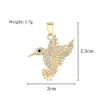 Cobre Oro Real Diamante Pluma Luz Fluida Colibrí Moda Comercio Exterior Transfronterizo DIY Joyería Cobre Circonia Microincrustación Accesorios Colgantes