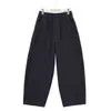 Pantalones anchos de pierna ancha de ajuste holgado para mujer Huang Zheng, cintura elástica, pantalones casuales de lino fluidos, versátiles para el trabajo y el uso diario, pantalones largos