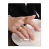 Moda Europea y Americana Retro Transfronteriza Clásico Combinable Textura Gas Lujo Ligero Latón Chapado en Oro Ágata Anillo Otoño e Invierno Más Vendido Mujer
