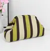 Bolso de Mano de Punto Rayado, Bolso de Mahjong, Versátil Portátil para el Día a Día, Tejido con Clip de Almacenamiento, Bolsa de Maquillaje, Gran Capacidad