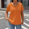 2026 Verano Nueva Ropa de Mujer Amazon Wish Transfronteriza Europea y Americana Color Sólido Texturizado Plisado Cuello de Muñeca Botón Camiseta