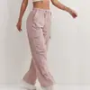 Calça de trabalho feminina outono estilo americano mais vendida internacionalmente, nova, cintura alta, caimento fluido, secagem rápida, calça esportiva casual de perna larga