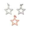 Plata de ley S925, pulido, colgante de estrella de cinco puntas hueca, charm de estrella en oro rosa, accesorios para ensartar y hacer cuentas DIY