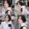 Goma para el pelo de tela a cuadros estilo coreano, pañuelo cuadrado grande para el pelo, accesorio para el pelo con un adorno de coleta de alta gama y elegante