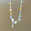 Collar de Limón Amarillo Dopamina de Verano con Lazo y Perlas para Mujer, Cadena Dulce para Clavícula Estilo Vacacional