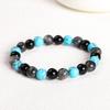 Jingde joyería piedra ojo de tigre amarillo natural piedra volcánica cuerda mixta pulsera de cuentas redondas pino azul cuerda simple joyería venta al por mayor