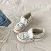 Tênis de lona com sola grossa feminino 2026 primavera e outono mais vendidos design dobrável de uso duplo tênis branco tênis feminino fresco dopamina