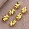 Cuentas sueltas de cobre chapado en oro de 18 quilates, separadores en forma de OVNI, cuentas redondas roscadas para pulsera y collar DIY hechos a mano, accesorios de joyería