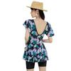 Nuevo traje de baño único estampado para chica gordita de talla grande, conservador de una pieza tipo vestido bóxer que cubre el vientre, adelgazante, traje de baño para aguas termales
