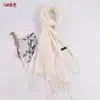 Bufanda de cachemir de color liso para primavera y verano, chal con borlas, a prueba de frío, cálido, versátil, bufanda chal para mujer, alargada
