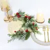 Corona Navideña Larga de Enredadera, Adornos para Árbol de Navidad, Decoraciones de Agujas de Pino de PVC, Guirnalda de Frutas Rojas, Nuevos Modelos de Pino y Ciprés, Envío Transfronterizo