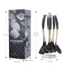 Juego de Utensilios de Cocina con Mango de Silicona Colador Espátula para Freír Cuchara para Sopa Espátula para Freír Utensilios de Cocina para el Hogar Espátula Cuchara para Cocinar Juego de 6 Piezas