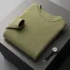 Suéter de cachemira para hombre de otoño e invierno, cuello redondo, color liso, engrosado, corte holgado, estilo casual de negocios, suéter de punto base de lana genuina