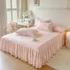 Serie de Conjunto de Tres Piezas Falda de Cama Estilo Princesa Algodón 100% Algodón Lavado Ribete de Encaje Modelo Nuevo 2026 - Manlina