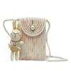 Bolsa Tejida Estilo Mori para Teléfono Móvil Nueva Bolso de Moda para Mujer Bolso Tejido de Verano Bolso Bandolera Coreano Mini Bolso de Hombro Cruzado