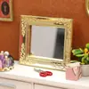 1:12 Muñecas Casa de Muñecas Mini Accesorios Espejo Versátil con Borde Dorado Sala de Estar Dormitorio
