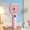 Estilo Nuevo Lujo Ligero Piel Sintética Pantalla Digital Inteligente Ventilador Portátil de Mano de Cinco Velocidades Portátil para Exteriores Carga USB Ventilador Silencioso