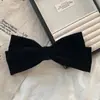 Pinza para el Cabello con Lazo Grande de Satén y Terciopelo para Mujer, Cara Pequeña, Sensación de Alta Gama, Accesorio Negro para Cola de Caballo