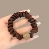 Cuerda de Diamantes de Imitación Famosa de Internet Estilo Coreano Aro para Bollo de Cola de Caballo Alta Cuerda para el Cabello de Adulto Cuerda para el Cabello de Mujer Cuerda Negra para el Cabello
