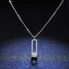 Collar de Clip de Papel Plata de Ley S925 Colgante de Moissanita para Mujer Microincrustado Moda Cadena Simple para Clavícula Venta Directa Transfronteriza al por Mayor