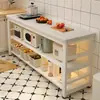 Estante de almacenamiento para cocina, multifuncional, de pie, mesa multicapa, tabla de cortar, banco de trabajo, estante de almacenamiento para microondas y utensilios de cocina, armario lateral