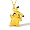 Moda Creativa Esmalte de Color Horneado Goteo de Pegamento Colgante de Pikachu Bastante Colgante Collar Colgante de Pikachu Chapado en Oro