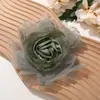 Chica de Deseo Puro Tela de Malla Borde Quemado Flor Botón Camelia DIY Accesorios para el Cabello Hechos a Mano Pasador Accesorios para Mujer Venta al por Mayor