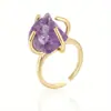 Anillo Ajustable de Piedra Preciosa Cristalina Curativa Europeo y Americano Anillo de Garra Irregular Chapado en Oro Joyería Anillo