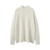 Suéter de cashmere com gola alta, nova blusa de malha feminina para outono e inverno de 2026, estilo elegante, cor sólida, suéter pulôver curto