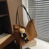 Bolso de Axila de Gran Capacidad Retro para Mujer 2025 Nuevo Bolso Tote de Gamuza Color Sólido Bolso de Hombro Casual para Viajes