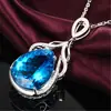Collar de Diamantes Lágrimas de Ángel de Lujo Europeo y Americano con Colgante de Sirena con Gota de Topacio Azul