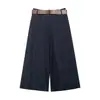 Roupas Femininas Europeias e Americanas Transfronteiriças Aliexpress Ins Venda Quente Calças Femininas Moda Casual Cintura com Cinto Calças Casuais de Perna Larga