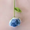 Producto Terminado: Hilo Degradado Rosa, Tallo Único, Ramo para San Valentín y Festival Qixi, Flor de Rosa Tejida con Hilo Simulado
