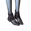 Botines de Piel de Vaca Estilo Retro Francés Puntera Cuadrada Tacón Oculto para Mujer 2026 Nuevos Versátiles de Moda Botas para Pantalón Botas Adelgazantes
