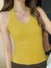 2024 Camiseta Americana Feminina Gola Costas Combina com Tudo Visual Slim Colete Feminino Verão Puro Quero Usar Cor Sólida Visual Slim Interno