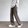 Calça Casual de Alta Qualidade com Zíper Dividido Masculina Simples Sem Passar Verão Solta Vibe Reta Perna Larga Micro Calça