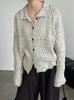 Cardigan de Tricô Crochê com Renda Ondulada Recortada Estilo Coreano Taochuan Jaqueta Suéter de Botão Único Ou129-1