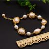 Pulsera Barroca de Perlas Naturales de Agua Dulce Pulsera Retro de Verano que No se Desvanece Joyería de Mano Nicho de Alta Gama para Mujeres