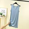 Vestido Base de Primavera y Verano con Volantes y Cuello en V, Vestido Modal de Color Sólido para Mujer, Vestido Vestigular Combinable, Camisón Holgado para Casa