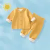 Conjunto de Ropa Interior para Bebé para Otoño e Invierno, Térmico para Bebé que Mantiene el Calor, Top y Pantalones de Otoño Sin Costuras, Ropa de Casa de Cintura Alta que Protege la Barriga