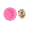 Molde de silicona para marco de fotos de cabeza de dama, estilo europeo retro en relieve, decoración de pastel de fondant de chocolate, herramienta para hornear