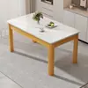 Mesa de Jantar em Pedra Sinterizada Pequeno Apartamento Moderno Minimalista Casa Retangular Mesa de Jantar e Conjunto de Cadeiras Faux Madeira Sólida Luxo Leve