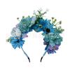 Internet Celebrity Girls Azul Flor Artificial Cabelo Hoop Scenic Spot Foto Azul Aqua Reunindo Grinalda