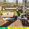 Sofá Externo Pátio Villa Móveis de Rattan Teak Terraço Externo Varanda Cadeira de Rattan Combinação de Sofá Impermeável Protetor Solar